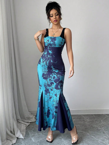 Elenzga Women's Spaghetti Strap Pleated Long Dress, Elegant Casual