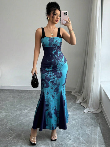 Elenzga Women's Spaghetti Strap Pleated Long Dress, Elegant Casual