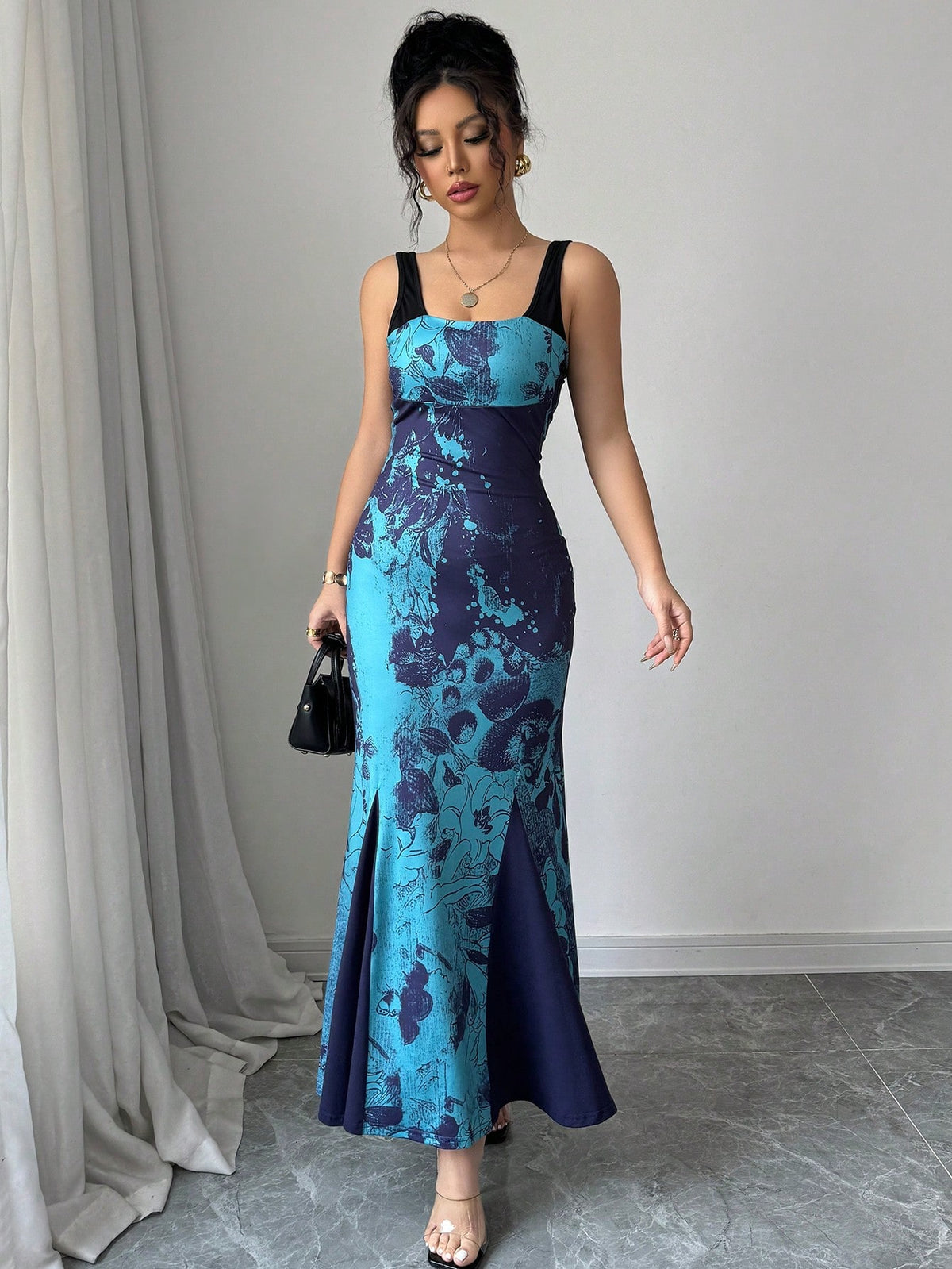 Elenzga Women's Spaghetti Strap Pleated Long Dress, Elegant Casual