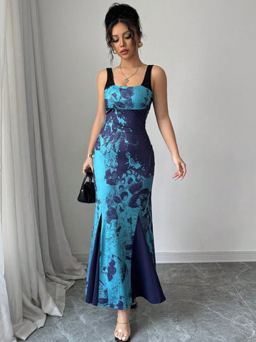 Elenzga Women's Spaghetti Strap Pleated Long Dress, Elegant Casual