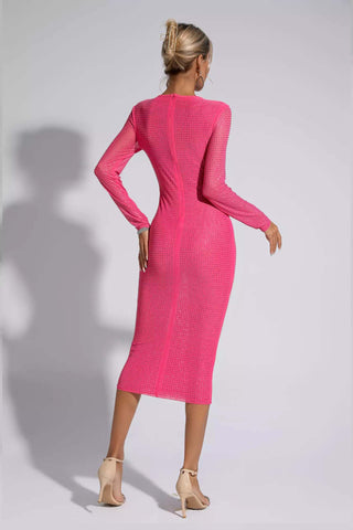 Elle Pink Crystal Midi Dress