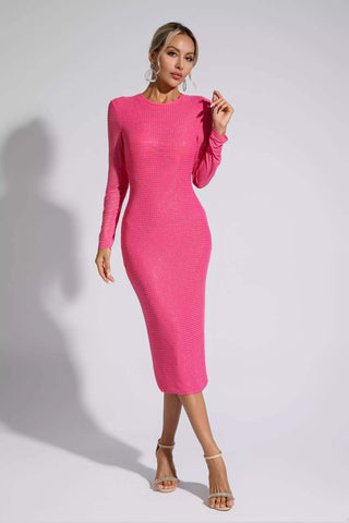Elle Pink Crystal Midi Dress
