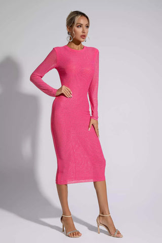 Elle Pink Crystal Midi Dress