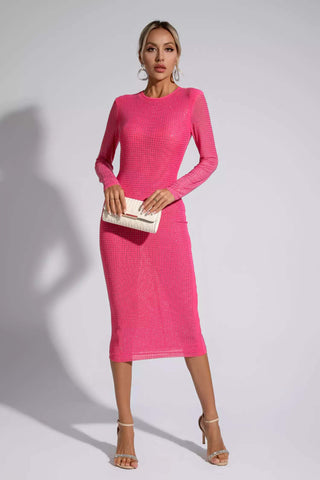 Elle Pink Crystal Midi Dress
