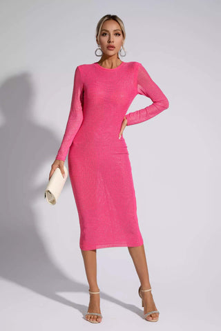 Elle Pink Crystal Midi Dress