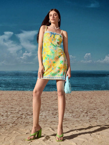 Ellen Morse Casual Printed Sleeveless Bodycon Crop Women's Mini Dress
