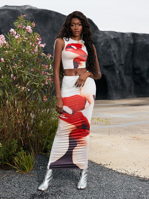 Elva Printed Bodycon Skirt Set