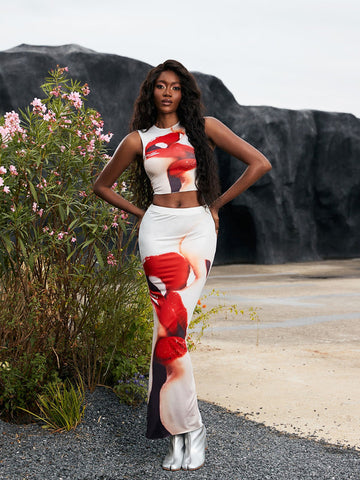 Elva Printed Bodycon Skirt Set