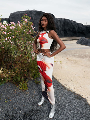 Elva Printed Bodycon Skirt Set