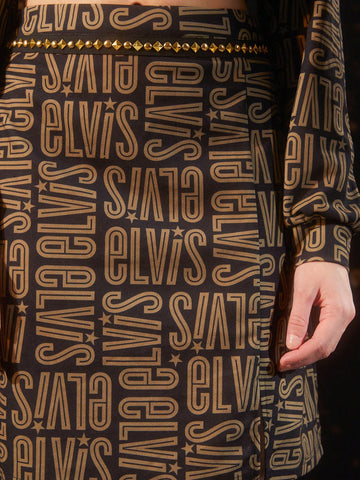 Women's Letter Printed Stud Decoration Asymmetric Neckline Crop Top And High Split Skirt Set