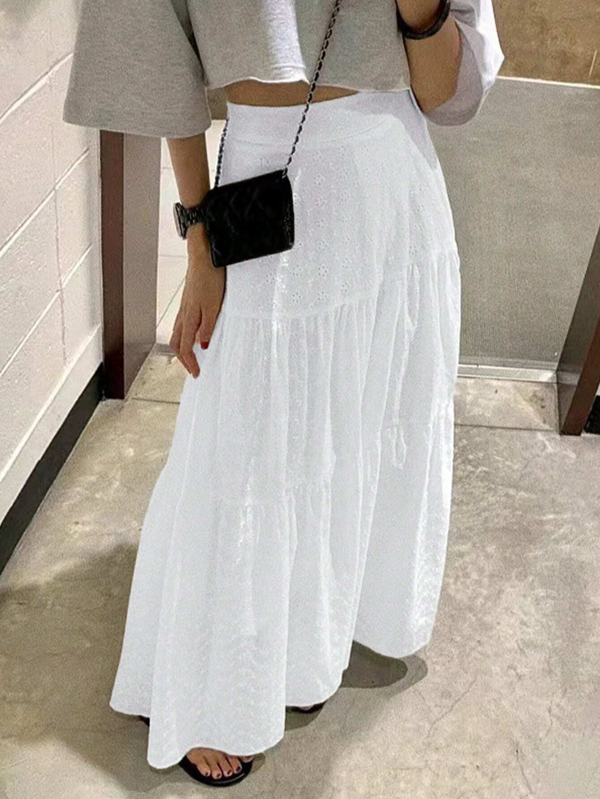 Embroidered Skirt With Ruffled Hem