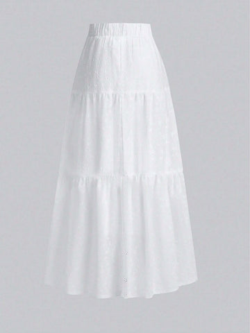 Embroidered Skirt With Ruffled Hem