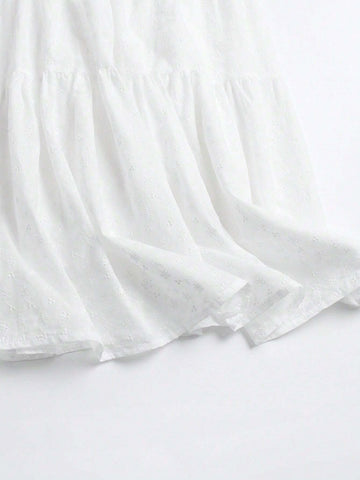 Embroidered Skirt With Ruffled Hem
