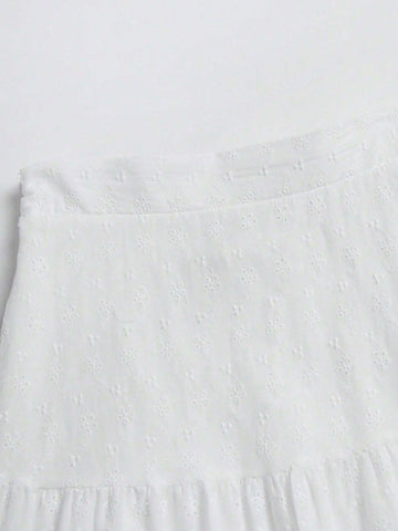 Embroidered Skirt With Ruffled Hem