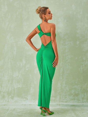 Emi One Shoulder Backless Maxi Dress