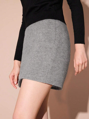 Enchnt New Autumn Winter Products,Women Solid A Line Romantic Elegant Short Woolen Skirt,Fall Winter Women's Clothing