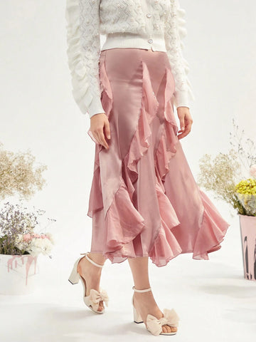 Enchnt Ruffle Trim Skirt
