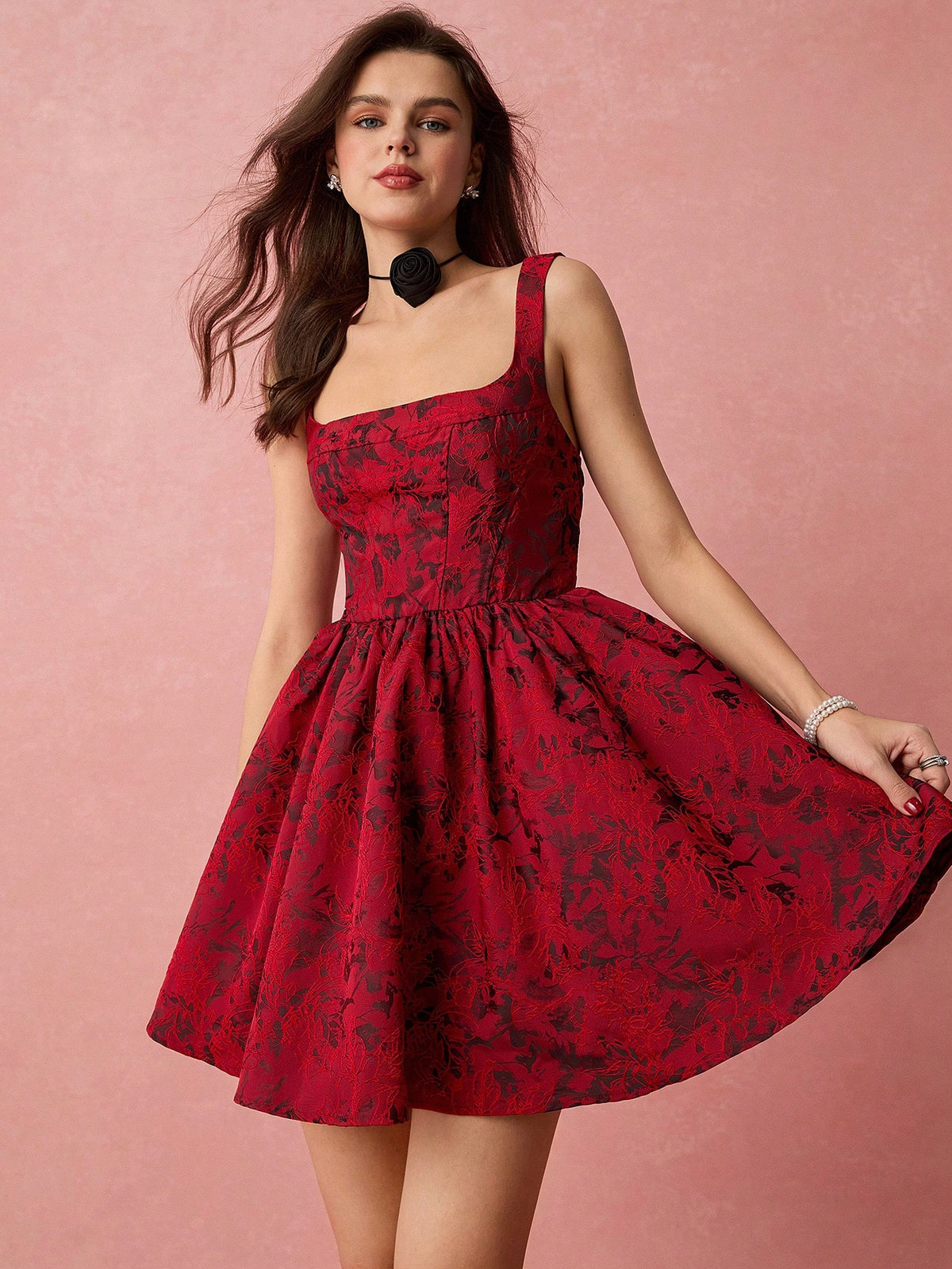 Enchnt Women's Sleeveless Pleated Simple Casual Short Elegant Dress