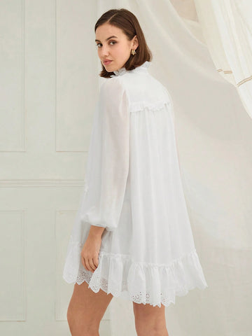 Enchnt Women's Solid Color Long Sleeve Dress, Minimalist Fashion Casual Everyday Wear