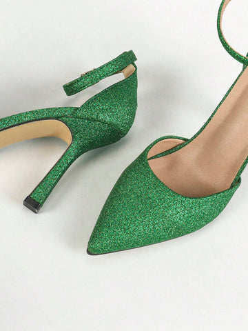 European And American New Style One-Shoulder Backless High Heel Sandals, Pointed Toe Slim Stiletto High Heels, Sexy