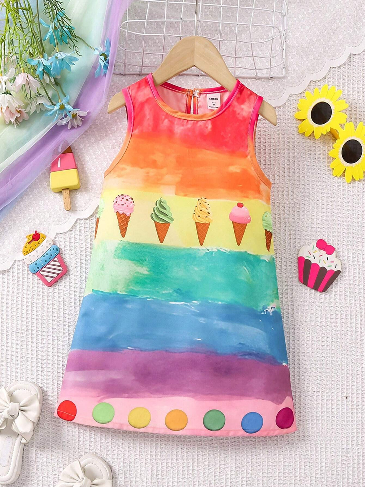 European And American Style Fashionable Sleeveless A-Line Dress For Girls, Sweet And Ideal For Vacation