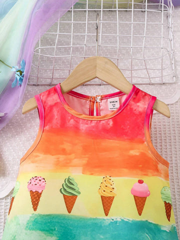 European And American Style Fashionable Sleeveless A-Line Dress For Girls, Sweet And Ideal For Vacation