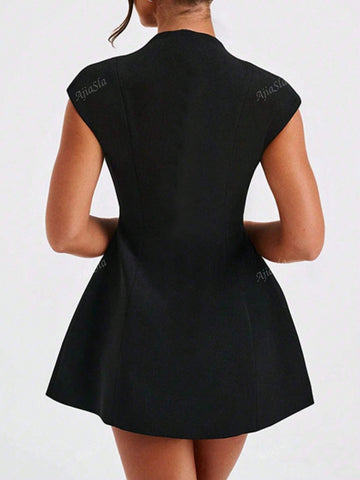 European And American Style Sexy Deep V-Neck Mini Dress With Pocket 2024 Summer New Arrivals, Bodycon Design