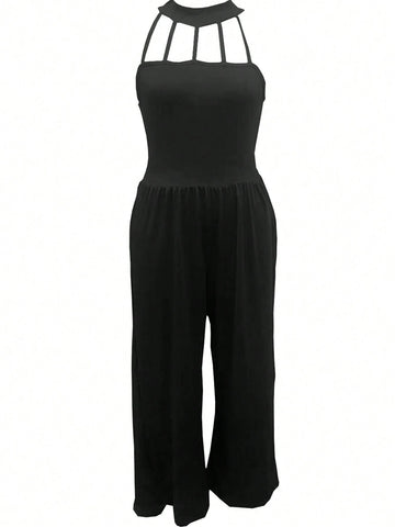 European And American Style Women's Sexy Multi Strap Criss-Cross Wide Leg Jumpsuit 2024 New Arrival