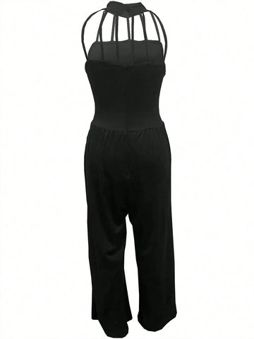 European And American Style Women's Sexy Multi Strap Criss-Cross Wide Leg Jumpsuit 2024 New Arrival