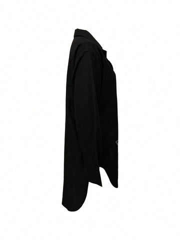 Fashionable Women's Asymmetrical Diamond-Edged Shirt