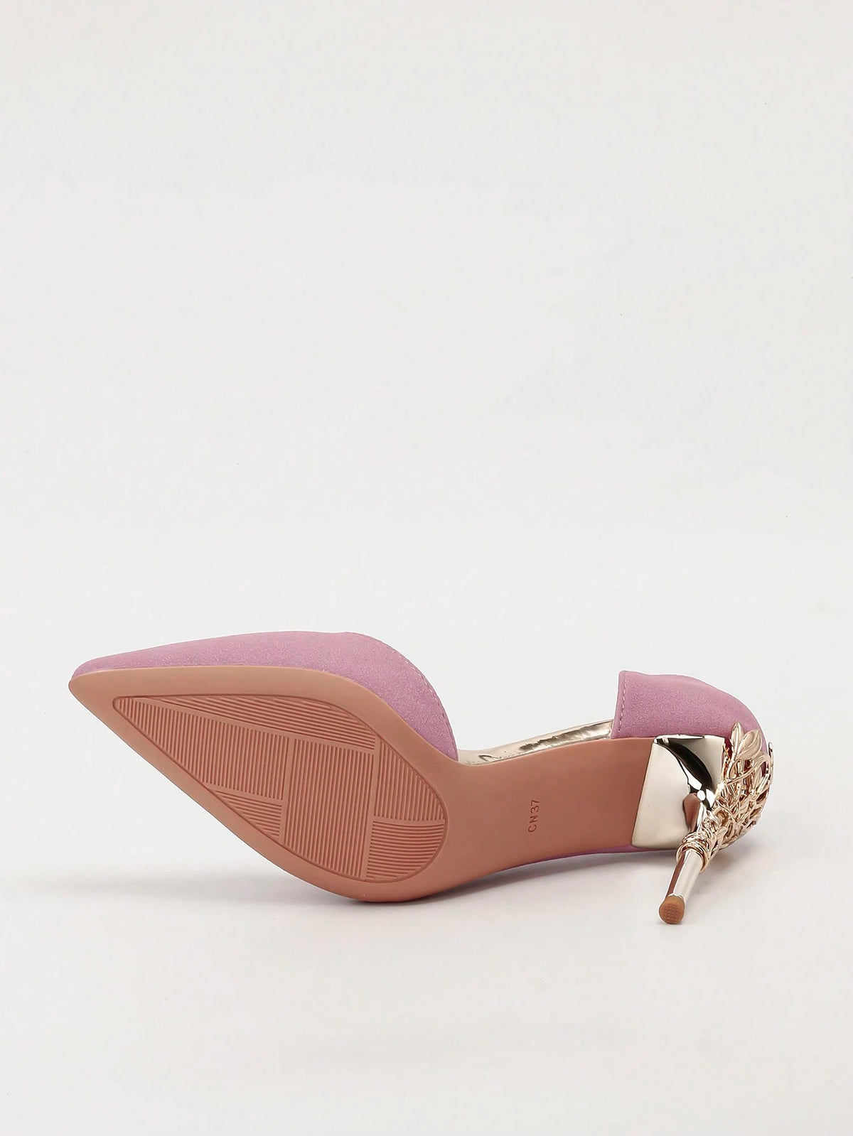 European Fashion Luxury Sexy Women's Shoes, Metal Flower Decor Stiletto High Heel Pointed Toe Hollow Side Ladies