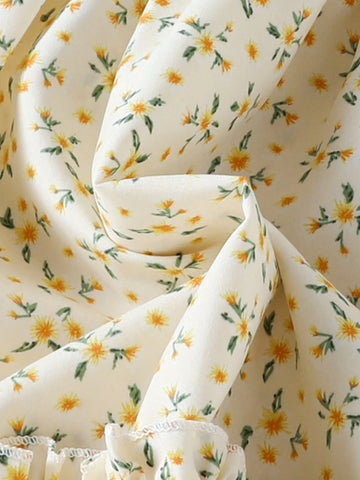 European & American Style Girls' Casual Summer Dress, Ditsy Floral Princess Dress With Short Sleeves, For Outdoor & Holiday