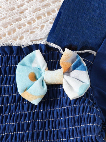 European & American Style Girls Casual Summer Dress, Fashionable Color Block Design