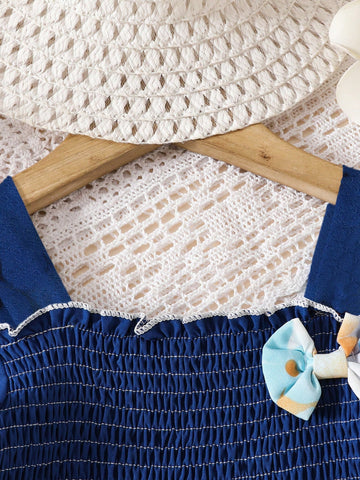 European & American Style Girls Casual Summer Dress, Fashionable Color Block Design