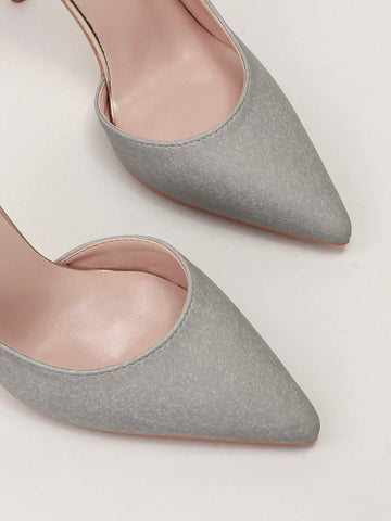 European & American Style Luxurious Sexy Women Shoes, Metallic Flower Decor Pointed Toe Stiletto