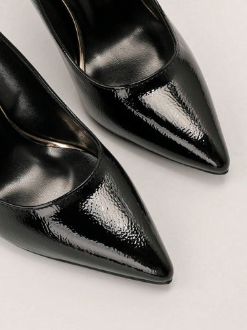 European & American Style Luxury Sexy Women's Shoes, Fashion Metal Floral Thin High Heel Pointed Toe Pumps