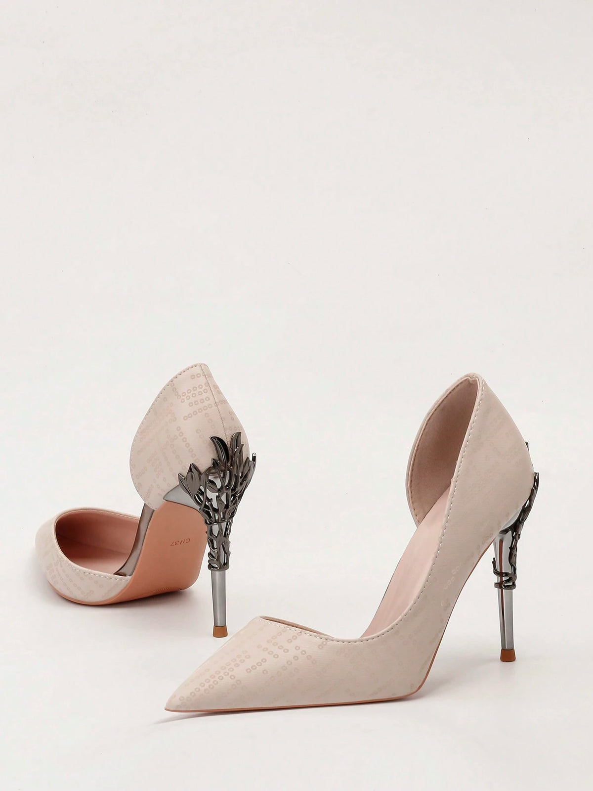 European & American Style Luxury Sexy Women's Shoes, Fashion Metallic Flower Decor Stilettos, Side Hollow-Out