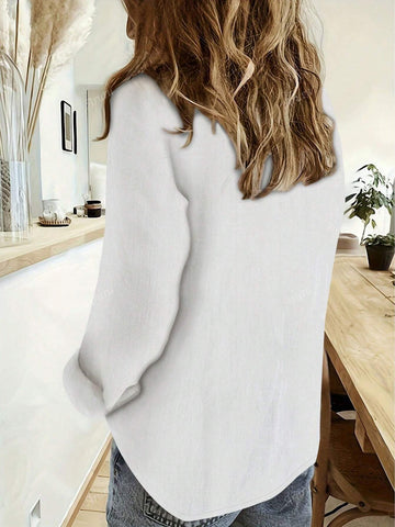 Women Casual Long Sleeve Button Down Shirt, Comfortable Design, New Autumn Collection