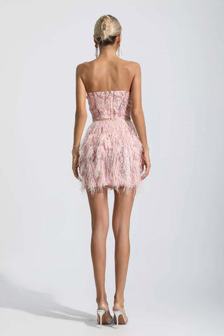 Evelyn Pink Tassel Tube Top Mini Dress