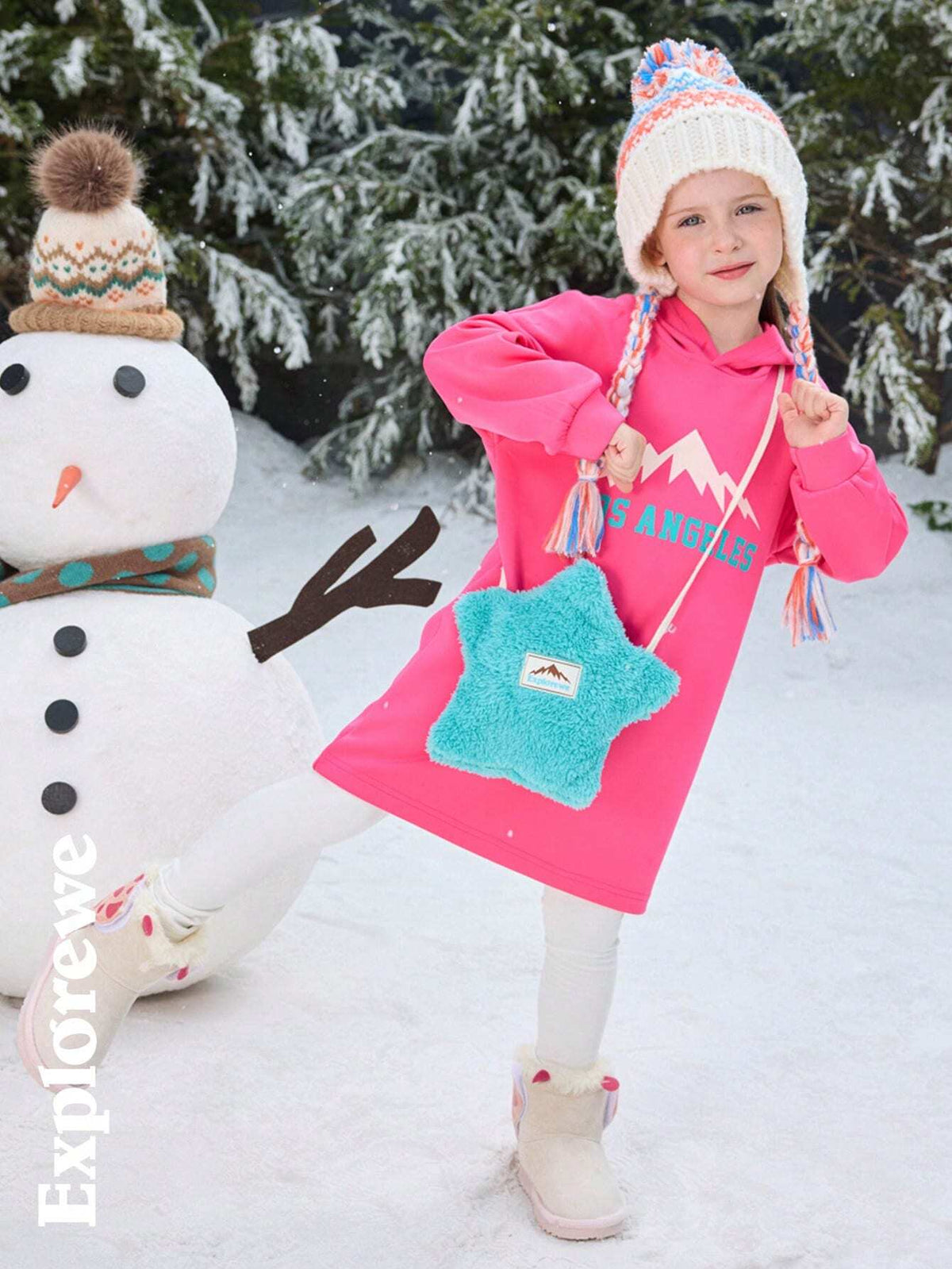 2pcs/Set Girls Hooded Sweatshirt & Dress, Casual Loose Pullover Outfit For Spring Autumn, Suitable For Play, Gathering And School