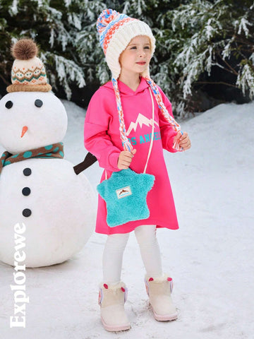 2pcs/Set Girls Hooded Sweatshirt & Dress, Casual Loose Pullover Outfit For Spring Autumn, Suitable For Play, Gathering And School