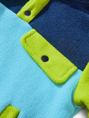 Explorewe Girls Outdoor Casual Fashion Patchwork High Collar Half Zip Long Sleeve Dress