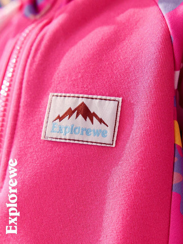 Explorewe Young Girl Patchwork Floral Print Casual Outdoor Dress, Autumn/Winter