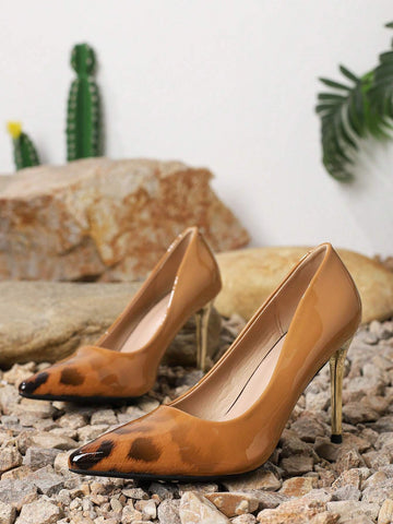 Elegant Sexy Leopard Pattern High Heels Pointed Toe Thin Stiletto Pumps For Women, New Spring/Fall 2024 Collection