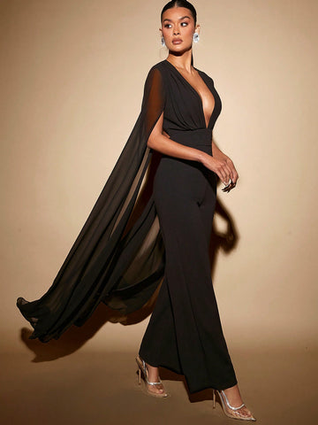 FLAMA Women'S Bat Wing Sequins Jumpsuit