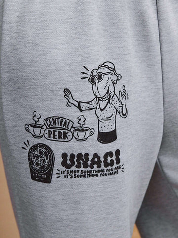 FRIENDS Casual Elastic Waist Drawstring Cuffed Sweatpants With Letter Pattern