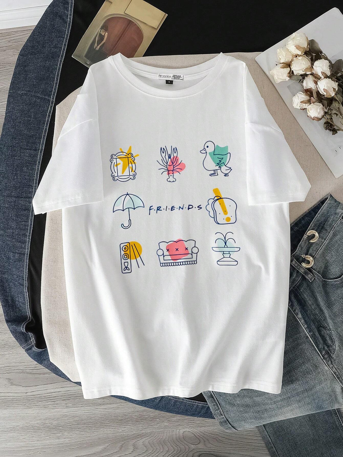 Women's Casual Loose Crew Neck Short Sleeve T-Shirt, Summer,Graphic Tee