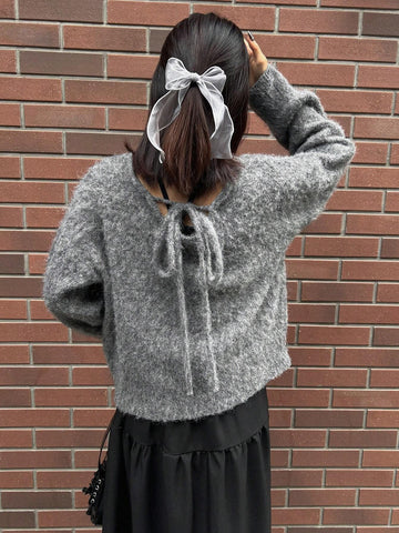 FRIFUL 2pcs Women Solid Color Long Sleeve Casual Simple Fashionable Daily Skirt Set