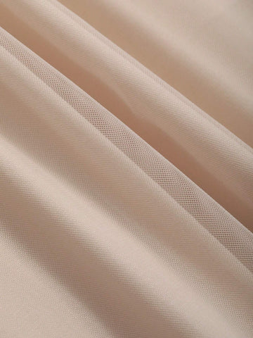 FRIFUL Designer Ladies" Solid Color Round Neck Sheer Mesh Short Sleeve Japanese-Style Sweet Dress With Design Sense