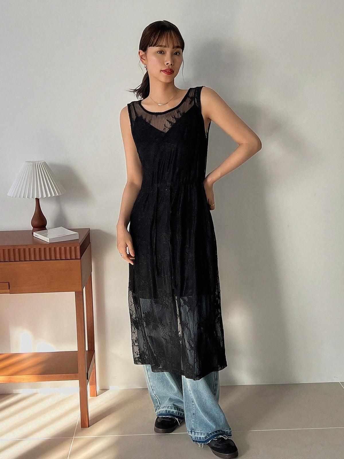FRIFUL Designer Women's Lace Hollow Out Dress